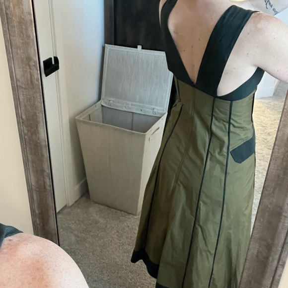 Anthropologie Strapless Dress in Dark Green and Olive - Picture 3 of 8